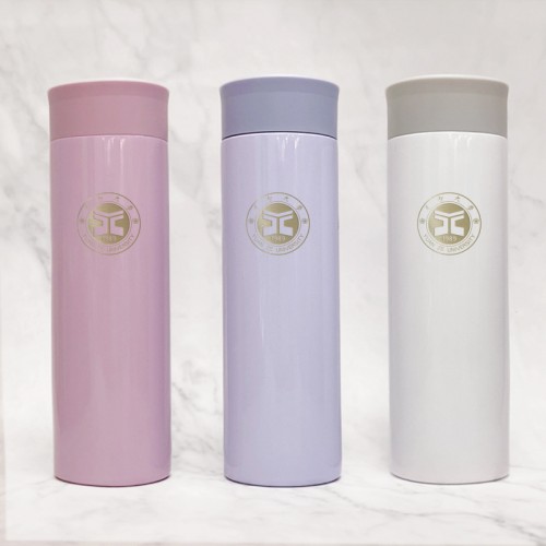 【團購商品，10個起做】YZU校徽款療癒系304輕巧保溫瓶300mL_粉紫/粉藍/珍珠白(可混色)