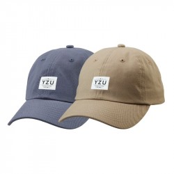 【團購商品，10個起做】元智日系風格布標老帽_奶茶棕/石藍(可混色)